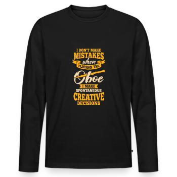 Funny Oboe Music Oboist Gift - Men's Premium Organic Long Sleeve Shirt - black - Front - Nico (187cm)