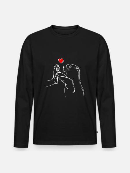 Robbe Seelöwe Seehund Robben Kinder - Männer Premium Bio Langarmshirt - Schwarz