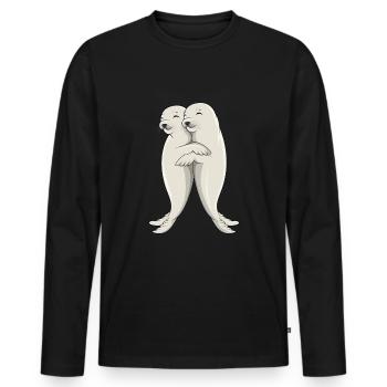 Phoque Phoque Phoque Phoque Enfants - T-shirt manches longues Premium bio Homme - noir - Devant - Nico (187cm)
