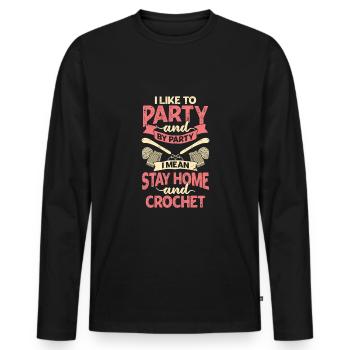 Lustiges Hobby Häkeln Häklerin Geschenk - Männer Premium Bio Langarmshirt - Schwarz - Vorne - Nico (187cm)