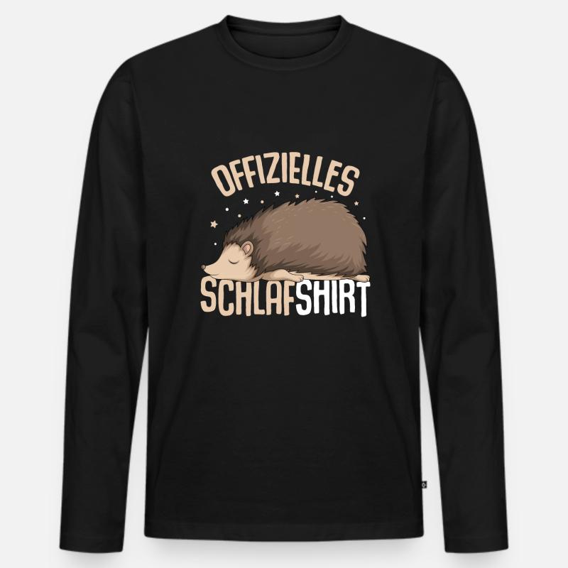 Igel Offizielles Schlafshirt - Männer Premium Bio Langarmshirt - Schwarz