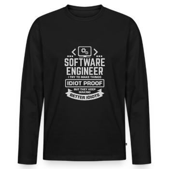 Software Engineer Software Developer Gift - Men's Premium Organic Long Sleeve Shirt - black - Front - Nico (187cm)