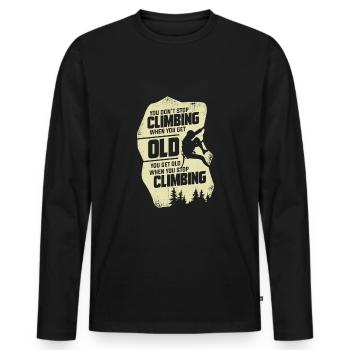 Klettern Alter Mann Kletterer Opa Geschenk - Männer Premium Bio Langarmshirt - Schwarz - Vorne - Nico (187cm)