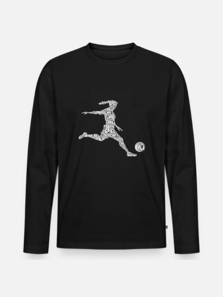 Fußball Mädchen Fußballerin Damen Kinder - Männer Premium Bio Langarmshirt - Schwarz
