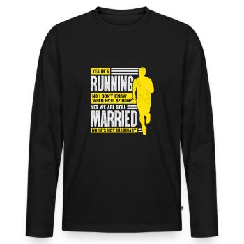 Coureur marathonien Femme Femme Cadeau - T-shirt manches longues Premium bio Homme - noir - Devant - Nico (187cm)