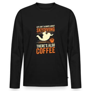Skydiving Coffee Skydiver Gift - Men's Premium Organic Long Sleeve Shirt - black - Front - Nico (187cm)