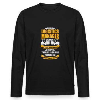 Drôle de logistique Manager Logistique Cadeau - T-shirt manches longues Premium bio Homme - noir - Devant - Nico (187cm)