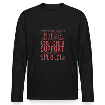 "Customer Support Perfect | Service Management" - Men's Premium Organic Long Sleeve Shirt - black - Front - Nico (187cm)