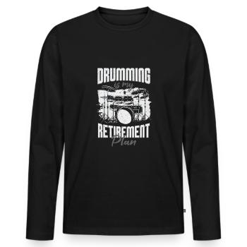 Drôle de batterie Musicien Batteur Cadeau - T-shirt manches longues Premium bio Homme - noir - Devant - Nico (187cm)