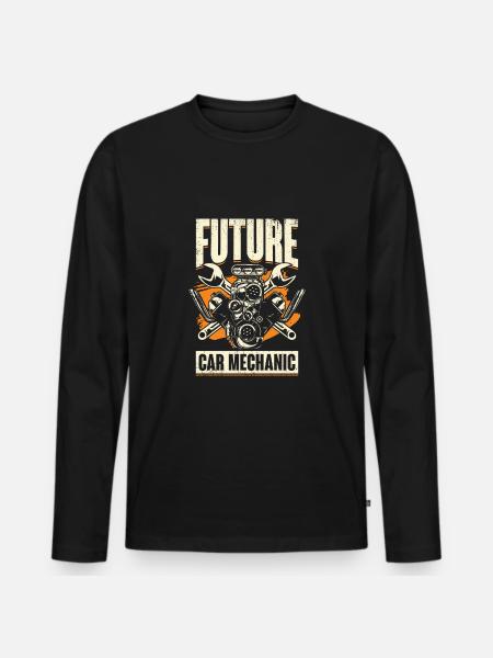 Future Car Mechanic Gift - Men's Premium Organic Long Sleeve Shirt - black