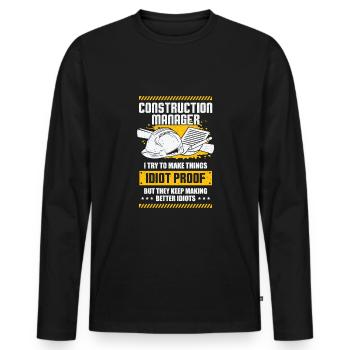 Funny Construction Site Construction Manager Gift - Men's Premium Organic Long Sleeve Shirt - black - Front - Nico (187cm)