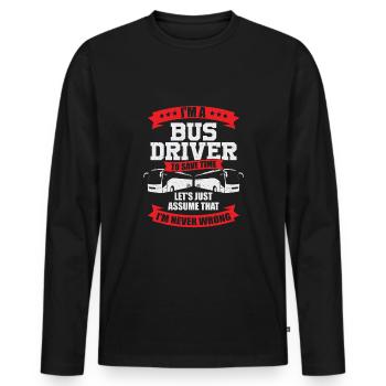 Drôle de chauffeur de bus Emploi De chauffeur d’autobus scolaire Cadeau - T-shirt manches longues Premium bio Homme - noir - Devant - Nico (187cm)