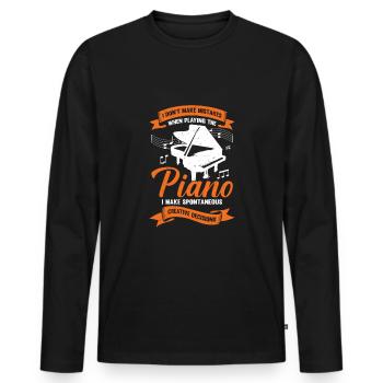 Funny Piano Piano Piano Player Gift - Men's Premium Organic Long Sleeve Shirt - black - Front - Nico (187cm)