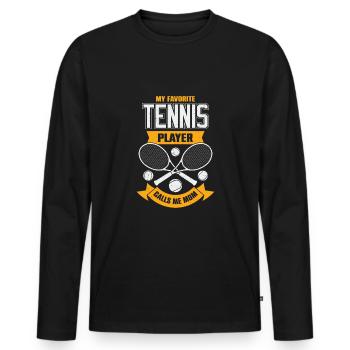 Tennis Mama Tennisspielerin Mutter Geschenk - Männer Premium Bio Langarmshirt - Schwarz - Vorne - Nico (187cm)