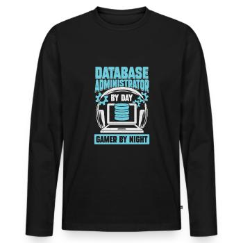 Administrateur de base de données DBA Gaming Gamer Gift - T-shirt manches longues Premium bio Homme - noir - Devant - Nico (187cm)