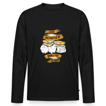 Lire le cadeau du lecteur de livre cochon d’Inde - T-shirt manches longues Premium bio Homme - noir - Devant - Nico (187cm)