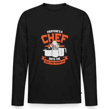 Chef Profession Cuisine Chef Chef Cadeau - T-shirt manches longues Premium bio Homme - noir - Devant - Nico (187cm)