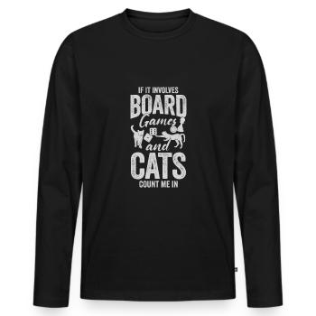 Jeux de société Hobby Cat Board Player Cadeau - T-shirt manches longues Premium bio Homme - noir - Devant - Nico (187cm)