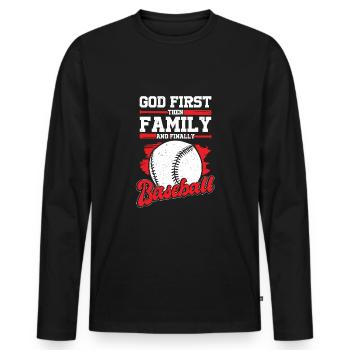 Baseball Sports Baseball Player Cadeau - T-shirt manches longues Premium bio Homme - noir - Devant - Nico (187cm)