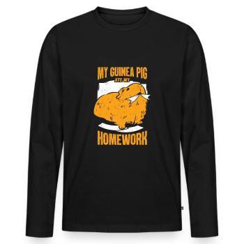 Drôle de cadeau d’étudiant de l’école cochon d’Inde - T-shirt manches longues Premium bio Homme - noir - Devant - Nico (187cm)