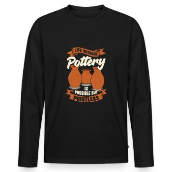 Drôle de poterie Hobby Pottery Gift - T-shirt manches longues Premium bio Homme - noir - Devant - Nico (187cm)