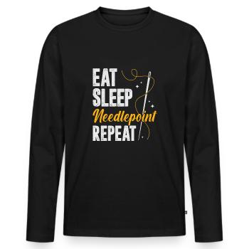 Needlepoint Broderie Broderie Stickerin Cadeau - T-shirt manches longues Premium bio Homme - noir - Devant - Nico (187cm)