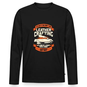 Leather Processing Hobby Leather Craft Gift - Men's Premium Organic Long Sleeve Shirt - black - Front - Nico (187cm)