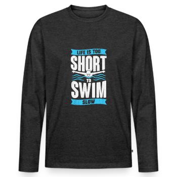 Swimming Swimming Sports Athletes Swimmers Gift - Men's Premium Organic Long Sleeve Shirt - heather anthracite - Front - Nico (187cm)