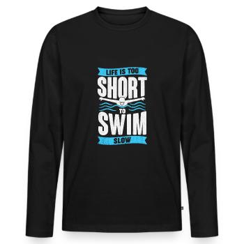 Natation Natation Sports Athlètes Nageurs Cadeau - T-shirt manches longues Premium bio Homme - noir - Devant - Nico (187cm)