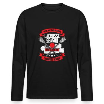 Funny Lacrosse Sport Lacrosse Player Gift - Men's Premium Organic Long Sleeve Shirt - black - Front - Nico (187cm)
