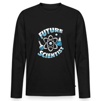 Don de chimiste scientifique du futur scientifique - T-shirt manches longues Premium bio Homme - noir - Devant - Nico (187cm)