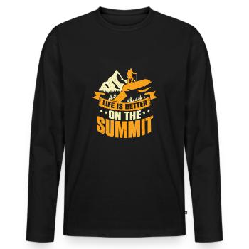 Summit Mountain Ascent Mountaineer Cadeau - T-shirt manches longues Premium bio Homme - noir - Devant - Nico (187cm)
