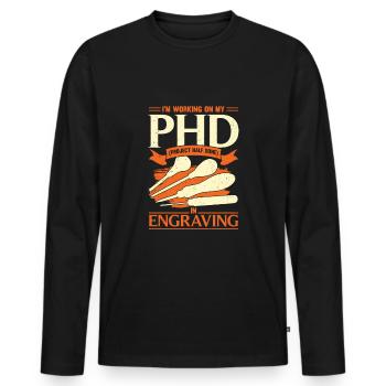 Gravur Gravieren Handgravur Graveur Geschenk - Männer Premium Bio Langarmshirt - Schwarz - Vorne - Nico (187cm)