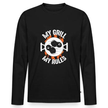 Grill BBQ BBQ Bbq Grill Master Cadeau - T-shirt manches longues Premium bio Homme - noir - Devant - Nico (187cm)