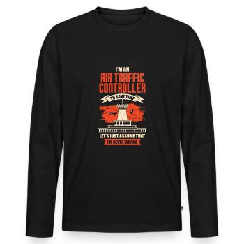 Funny Air Traffic Controller Job Air Traffic Controller Gift - Men's Premium Organic Long Sleeve Shirt - black - Front - Nico (187cm)