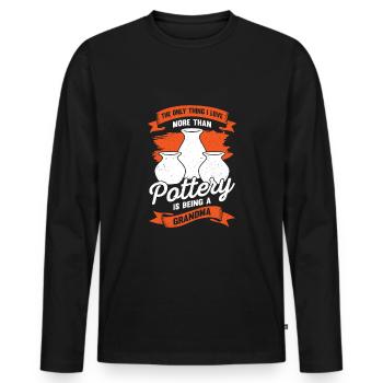 Töpfern Oma Hobby Töpferin Großmutter Geschenk - Männer Premium Bio Langarmshirt - Schwarz - Vorne - Nico (187cm)