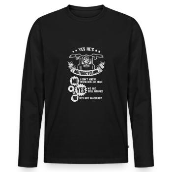 Motorcyclist Wife Wife Gift - Men's Premium Organic Long Sleeve Shirt - black - Front - Nico (187cm)