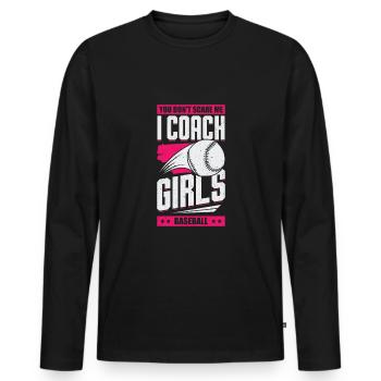Damen Baseball Coach Baseballtrainer Geschenk - Männer Premium Bio Langarmshirt - Schwarz - Vorne - Nico (187cm)