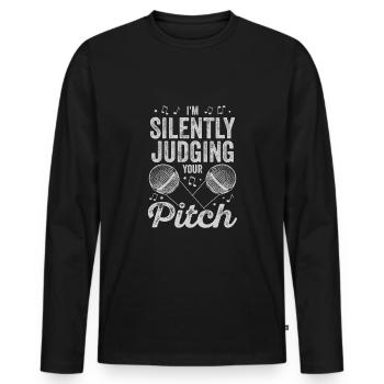 Drôles de cours de chant Cadeau de professeur de chant - T-shirt manches longues Premium bio Homme - noir - Devant - Nico (187cm)