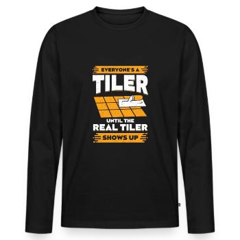 Lustiges Fliesenleger Beruf Plattenleger Geschenk - Männer Premium Bio Langarmshirt - Schwarz - Vorne - Nico (187cm)