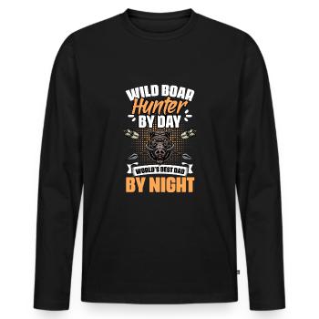Wild Boar Hunter Lustiger Schweinejagd-Humor für - Männer Premium Bio Langarmshirt - Schwarz - Vorne - Nico (187cm)