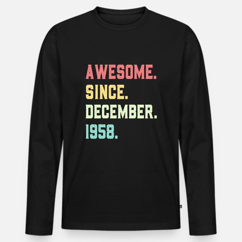 Genial seit Dezember 1958 - Männer Premium Bio Langarmshirt - Schwarz