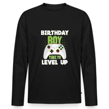 Geburtstagskind Zeit, um Videospiel Geburtstag zu verbessern - Männer Premium Bio Langarmshirt - Schwarz - Vorne - Nico (187cm)