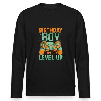 Geburtstagskind Zeit, um Videospiel Geburtstag zu verbessern - Männer Premium Bio Langarmshirt - Schwarz - Vorne - Nico (187cm)