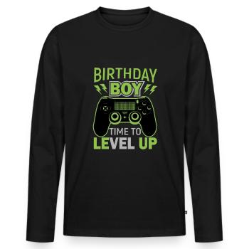 Geburtstagskind Zeit, um Videospiel Geburtstag zu verbessern - Männer Premium Bio Langarmshirt - Schwarz - Vorne - Nico (187cm)
