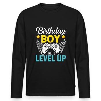 Geburtstagskind Zeit, um Videospiel Geburtstag zu verbessern - Männer Premium Bio Langarmshirt - Schwarz - Vorne - Nico (187cm)