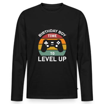 Geburtstagskind Zeit, um Videospiel Geburtstag zu verbessern - Männer Premium Bio Langarmshirt - Schwarz - Vorne - Nico (187cm)