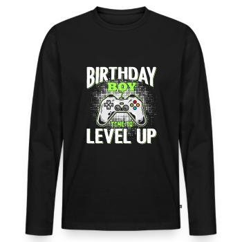 Geburtstagskind Zeit, um Videospiel Geburtstag zu verbessern - Männer Premium Bio Langarmshirt - Schwarz - Vorne - Nico (187cm)