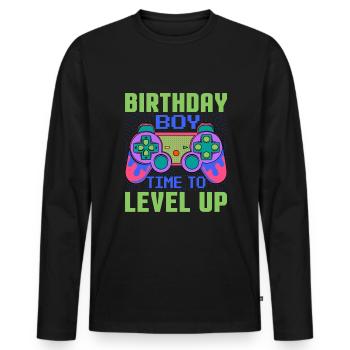 Geburtstagskind Zeit, um Videospiel Geburtstag zu verbessern - Männer Premium Bio Langarmshirt - Schwarz - Vorne - Nico (187cm)
