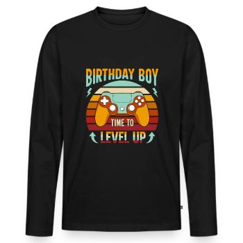 Geburtstagskind Zeit, um Videospiel Geburtstag zu verbessern - Männer Premium Bio Langarmshirt - Schwarz - Vorne - Nico (187cm)